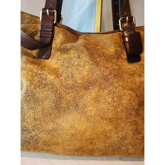 Michael Kors Suede Leather Tote Shoulder Bag adjustable strap MK Logo 2006 - Picture 4 of 16